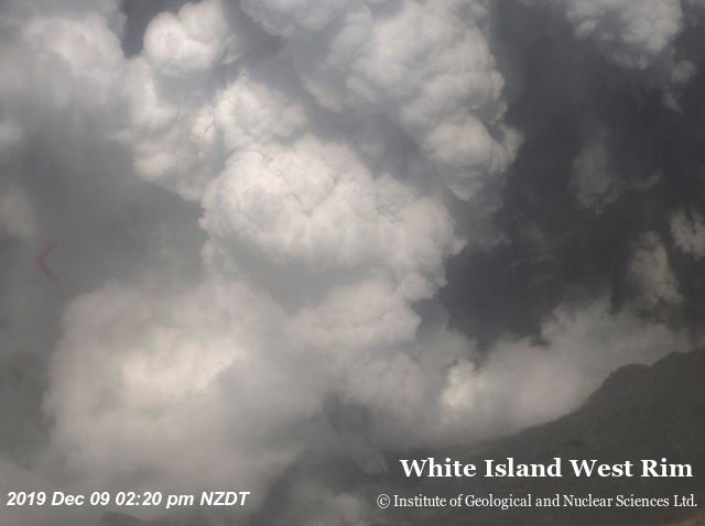 LYNXMPEFB80J7.jpg,Imagen aérea obtenida en las redes sociales de una columna de humo saliendo del cráter del volcán Whakaari, en White Island, Nueva Zelanda. 9 diciembre 2019. GNS Science vía Reuters. ATENCIÓN EDITORES - ESTA IMAGEN FUE ENTREGADA POR UNA TERCERA PARTE; Crédito: Redes sociales, Reuters