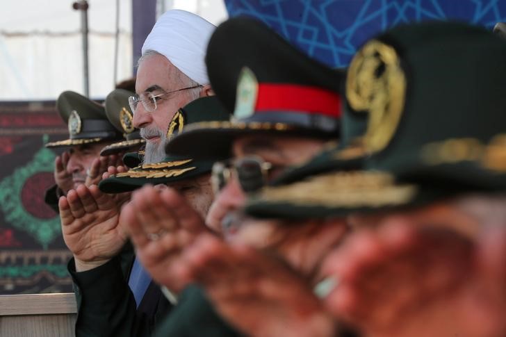 LYNXMPEG0D0FI.jpg,El presidente iraní Hassan Rouhani es visto durante la ceremonia del desfile del Día Nacional del Ejército en Teherán, Irán, el 22 de septiembre de 2019. Página web oficial del presidente iraní / Via REUTERS.; Crédito: OFFICIAL IRANIAN PRESIDENT WEBSI, Reuters